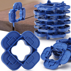 lot 3054 image: 16 Pack of 4-in-1 Deck Board Spacers Tool - 4 Gap Sizes (532 - 516) - Durable, Easy Grip, Blue