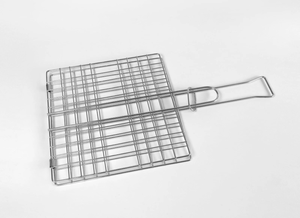 lot 3056 image: 8 x 8 Stainless Steel Grill Net Clamp - BBQ Mesh Basket wLocking Grate, Easy Flip Design