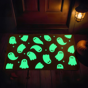 lot 3057 image: Glow-In-The-Dark Ghost Doormat - 16 x 28 Coir Rug, Non-Slip, IndoorOutdoor