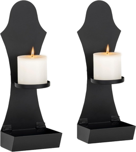lot 3062 image: 2-Piece Wall Candle Sconce Set  Iron Candle Holders, Modern Home Dcor