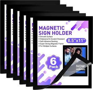 lot 3029 image: 6-Pack Magnetic Sign Holder Frames, Self-Adhesive Display for 8.5 x 11 Documents