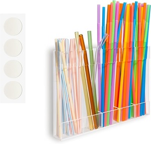 Acrylic Cabinet Door Straw Holder - Transparent Reusable Tumbler Straw Organizer