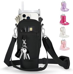 lot 22712 image: Water Bottle Carrier Bag for Stanley 4030oz - Neoprene Crossbody with Phone Pocket
