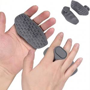 lot 22720 image: Anti-Slip Ergonomic Workout Grips - Rubber Hand Protector Gym Gloves (Grey)