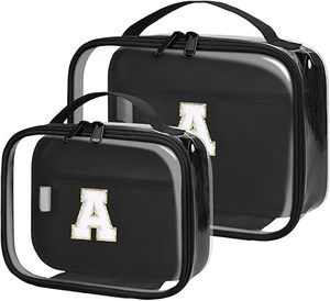 lot 22722 image: Wandering Nature Clear Makeup Bags - 2 Pack Personalized Initial Pouch