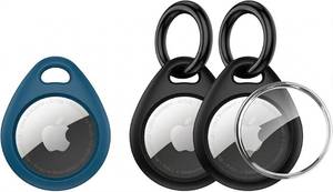 lot 22725 image: UNBREAKcable AirTag Holder 3-Pack - Secure Fit Waterproof TPU Case- Only 3 tags (2 Blue, 1 Black) (no rings)