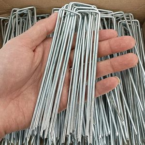 lot 22736 image: 100-Pack 6-Inch Galvanized Garden Staples - Heavy-Duty U-Type Landscape Pins