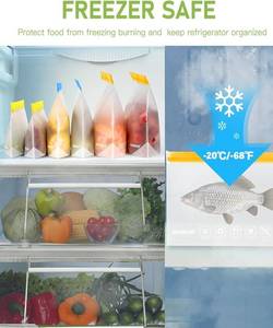 10-Pack Reusable Quart Freezer Bags - Multi-Color PEVA Food Storage