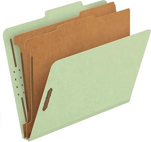 lot 9397 image: Pendaflex Recycled Classification File Folders  Letter Size, 2 Dividers, Light Green (10 Pack)