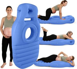 lot 9413 image: Inflatable Pregnancy Body Pillow  Full Body Maternity Airbed with Tummy Hole (Blue)