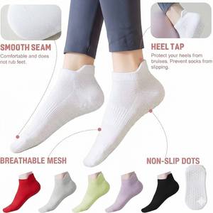 lot 9414 image: 3 Pair White Non-Slip Yoga & Pilates Grip Socks  Breathable White Socks for Barre & Ballet