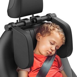 lot 9422 image: Adjustable U-Shaped Car Headrest Pillow  Ergonomic Road Pal Neck Support for Kids & Adults (Black)
