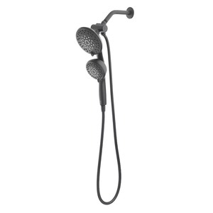 lot 3858 image: allen  roth Galway 6 -Spray Matte Black 5-in Round Shower Head with Handheld Combo 1.8 GPM