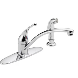 lot 3865 image: Delta Foundations Chrome Single Handle Deck-mount Kitchen Faucet (Includes Deck Plate) (Includes Side Sprayer)