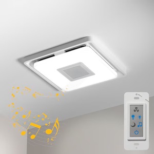 lot 3872 image: Retail $179.99 Homewerks 1.5-Sone 110-CFM White Decorative Lighted Bluetooth Speaker Compatibility Bathroom Fan