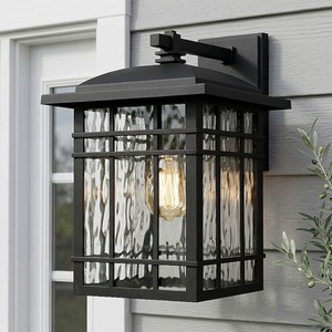 lot 3873 image: Quoizel Canyon 1 -Light 12.75-in H Matte Black Hardwired Outdoor Wall Light