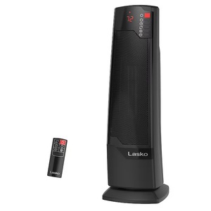 lot 3870 image: LASKO 1500 -Watt Ceramic Tower Indoor Electric Space Heater with Thermostat with Remote