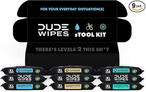 lot 3877 image: DUDE Wipes Flushable Wipes Variety sTOOL Kit Gift Set for Him - 9 Packs, 432 Total - Mint Chill, Shea Butter & Unscented - Sewer & Septic Safe