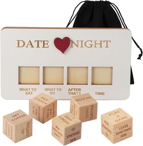 lot 3895 image: Date Night Dice,Wooden Dating Fun, Love, Food Decision Dice, Date Ideas,Gifts for Boyfriend-Girlfriend