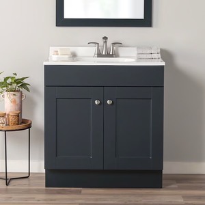 lot 3897 image: Project Source Dover 30-in Light Black Single Sink Bathroom Vanity ONLY (Fully Assembled)