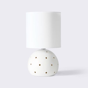 lot 2556 image: Table Lamp (Includes LED Light Bulb) - White - Cloud Island Ceramic Base, Rotary Switch, Drum Shade, 3-Way Settings