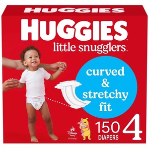 lot 2569 image: Retail #109.99 Huggies Little Snugglers Diapers - Size 4 - 300ct 22 to 37 lbs, Wetness Indicator, Elastic Stretch Sides (2 Boxes of 150 Each)