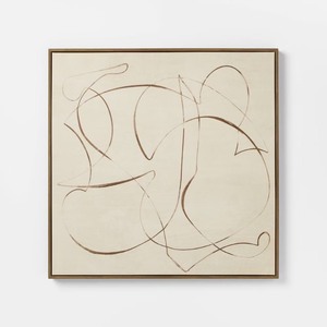 lot 2589 image: 30x30 Line Abstract Framed Canvas Wall Art - Threshold designed with Studio