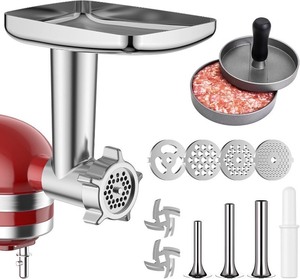 lot 2591 image: Metal Meat Grinder Attachment For KitchenAid Stand Mixer, Sausage Stuffer, Burger Press, Food Grinder Attachment for Kitchen Aid Accessories and Attachments