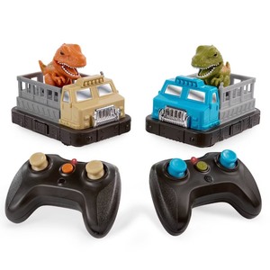 lot 3914 image: TERRA by Battat Remote Control Bumper Cars Set - Dinosaur Educational Motorized Toys for Kids, Infrared Play Vehicles