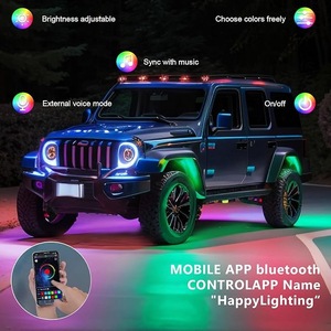 lot 3924 image: 8 Pods Rock Lights, APP Control Rock Lights for Trucks Music Sync Multicolor Waterproof RGB Underglow LED Lights kit for Car Truck UTV ATV RZR SUV
