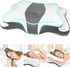 lot 3935 image: Memory Foam Pillows, Cervical Pillow for Neck and Shoulder Pain Relief, Ergonomic Contour Bed Pillow, Soft for Side Sleep Stomach Sleeping and Back Sleeper