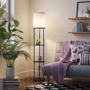 lot 3940 image: 56x11 Shelf Floor Lamp Black - Room Essentials