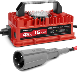 lot 3073 image: 48 Volt Battery Charger for Club Car Golf Carts with 3-Pin Round Plug