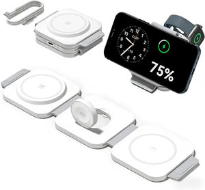 lot 3080 image: 3 in 1 Charging Station for Apple Multiple Devices, Foldable Magnetic Fast Wireless Charger Dock, Travel Charging Pad for iPhone 17 16 15 14 13 12 Pro Max Plus Apple Watch Series & AirPods 432Pro