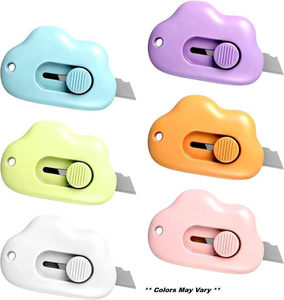 lot 3094 image: Cloud Shaped Mini Box Cutter, Safe, Retractable Mini Utility Knife, Cute Portable Keychain Cutter (Color May Vary) (6 PCS)