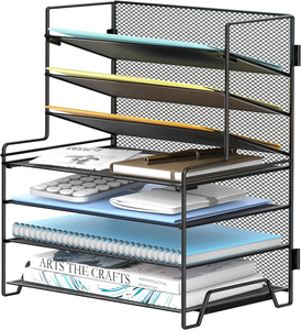 lot 3104 image: 7 Tier Black Mesh Desktop File Organizer, HomeOffice Supplies