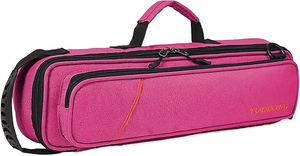 lot 3115 image: 17 Hole Flute Case Bag - Waterproof 600D Oxford Gig Bag with Padded Protection, Adjustable Straps & Large Storage Pocket (PinkLavender)