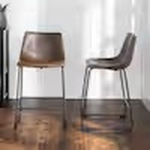 lot 2604 image:  Retail $269.99 9-38 in. Brown Faux Leather Bar Stools (Set of 2)