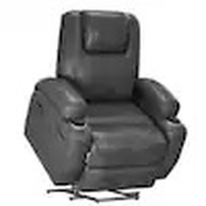lot 2609 image: Electric Power Lift Recliner Chair (Leathaire) with Massage for Elderly, Single Sofa with 2 Cup Holders Side Pockets