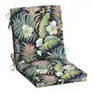 lot 2611 image: 18 in. x 16.5 in. 2-Piece Outdoor Dining Chair Cushion, Simone Blue Tropical