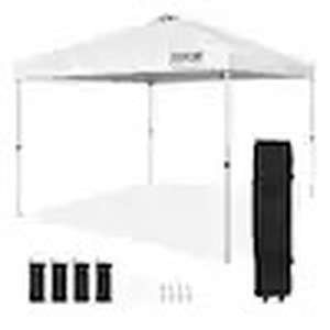 lot 2619 image: 10 ft. x 10 ft. White Pop Up Canopy Tent 250D PU Silver Coated Tarp Waterproof and Sun Shelter Gazebo for Outdoor Events