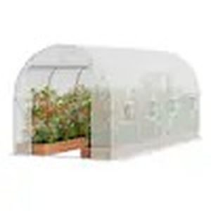 lot 2620 image: Walk-in Tunnel Greenhouse, 14. 6 x 6. 4 x 6. 3 ft. Hoop House Greenhouse Tunnel, Plant Hot House Galvanized Steel Frame