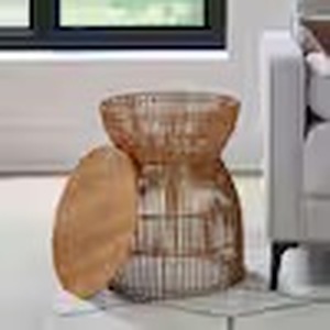 lot 2626 image: Avena 16.1 in. Natural Side Table with Removeable Top for Storage