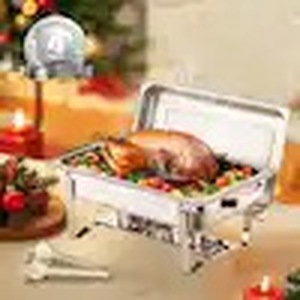 lot 2627 image: 8 qt. Chafing Dish Buffet Set Stainless Chafer with 4 Full Size Pans Rectangle Catering Warmer Server (4-Pack)