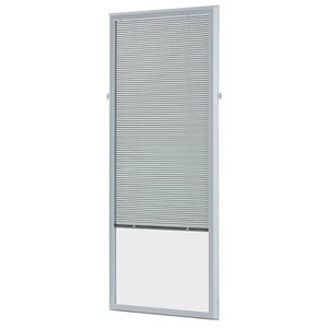 lot 2633 image: ODL Add on blind 0.59-in Slat Width 22-in x 64-in Cordless White Aluminum Light filtering Mini-blinds