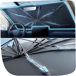 lot 2634 image: Nmoiss Windshield Sun Shade Umbrella High Speed Cooling 99% UV Blocking Protects Car from Sun and Heat Damage, Keeps Cool and Protects Interior Medium (56 L x 31 W)