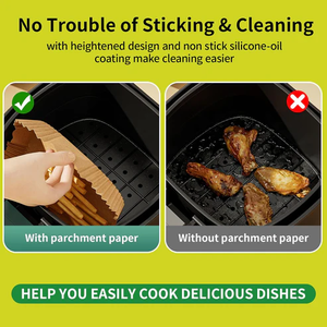 lot 11078 image: 200 Pack Air Fryer Paper Liners  8 Non-Stick Disposable Parchment Liners  Heat Resistant to 480°F for 58 Qt Air Fryers