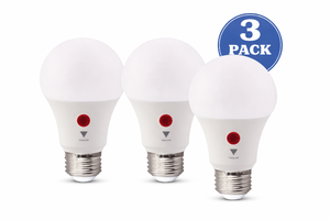 lot 11081 image: 3 Pack LED Light Bulbs A19  9W (60W Equivalent) Dusk-to-Dawn Sensor, 800 Lumens Soft WhiteDaylight, UL Listed