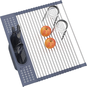 lot 11088 image: Roll-Up Over Sink Dish Drying Rack  Stainless Steel (20 x 15.2)