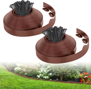 lot 11092 image: 60FT No-Dig Landscape Edging Kit w 100 Spikes  Flexible Garden Border